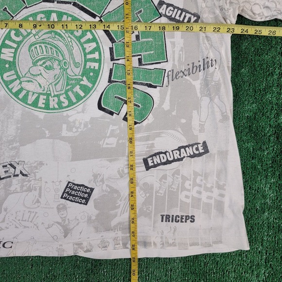 Vintage 90s Michigan State Spartans AOP Shirt Size XL All Over Print Made in USA - Picture 9 of 13